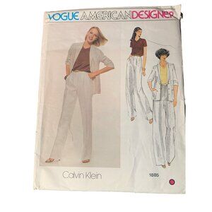 Vogue Calvin Klein Pattern 1885 Womens Jacket Pants & Shirt Sewing Pattern Size
